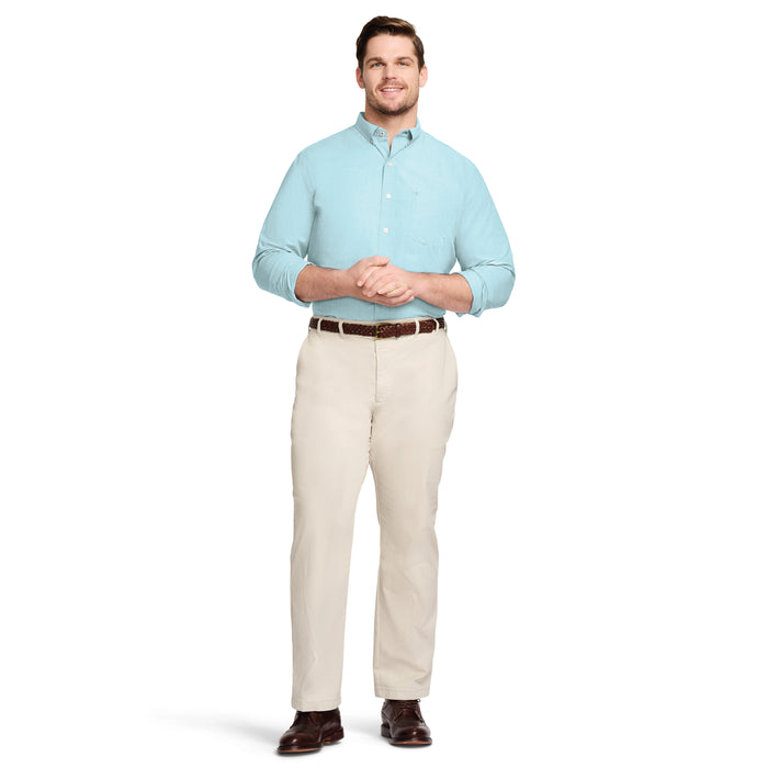 Izod BIG & TALL PERFORMANCE COMFORT LONG SLEEVE BUTTON DOWN SHIRT - BLUE RADIANCE