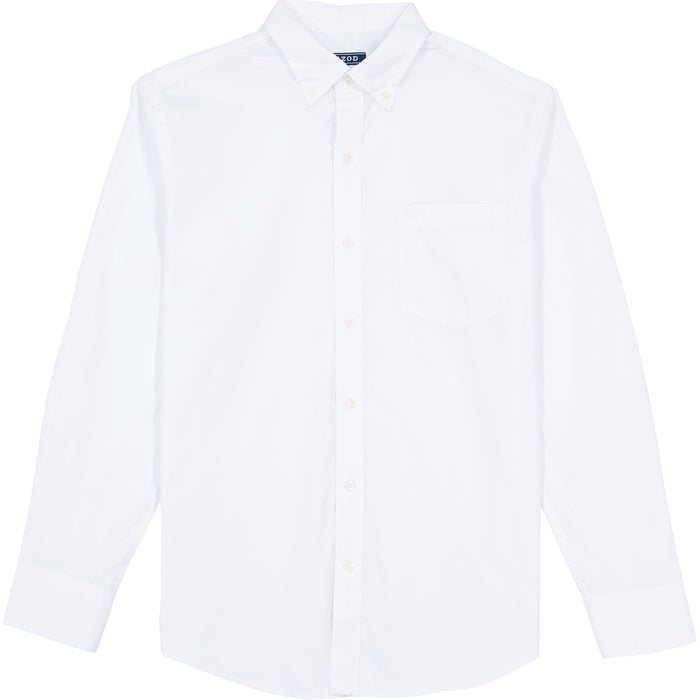 Izod BIG & TALL PERFORMANCE COMFORT LONG SLEEVE BUTTON DOWN SHIRT - BRIGHT WHITE