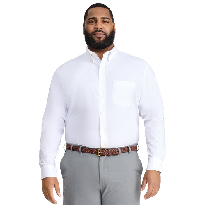 izod BIG & TALL PERFORMANCE COMFORT LONG SLEEVE BUTTON DOWN SHIRT - BRIGHT WHITE