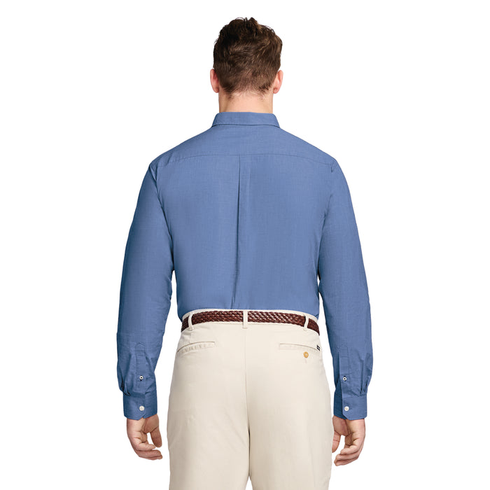 Izod BIG & TALL PERFORMANCE COMFORT LONG SLEEVE BUTTON DOWN SHIRT - ESTATE BLUE