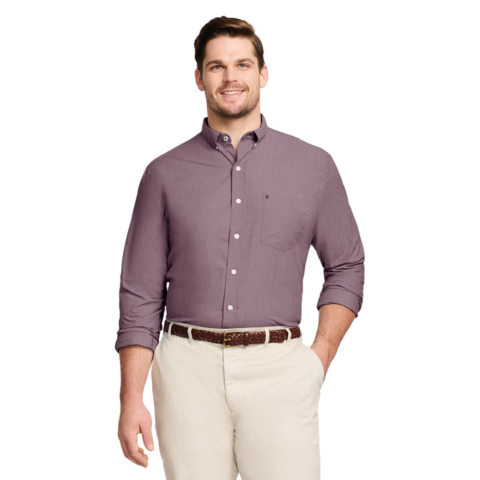 izod BIG & TALL PERFORMANCE COMFORT LONG SLEEVE BUTTON DOWN SHIRT- ROYALE