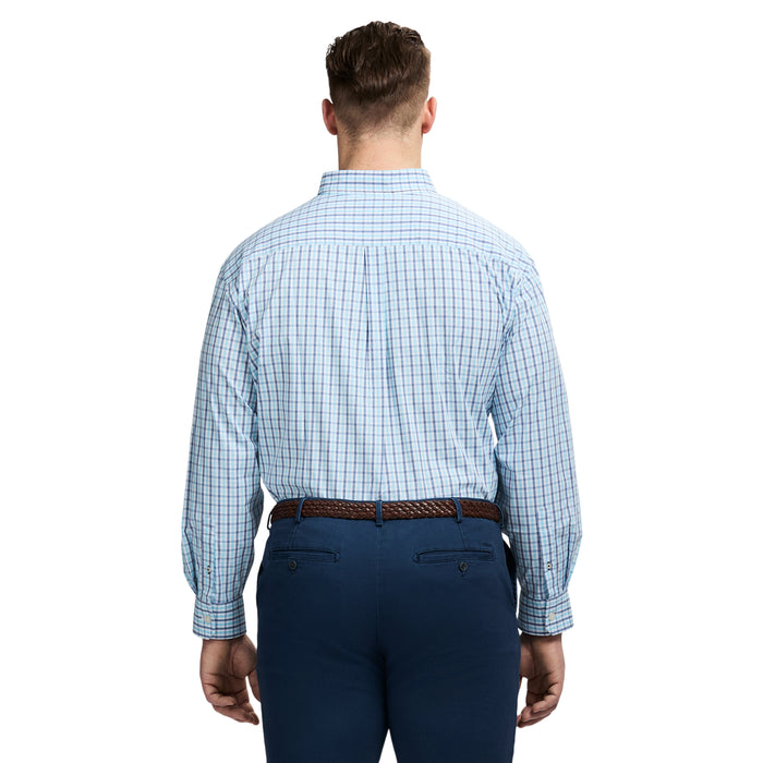 Izod BIG & TALL PERFORMANCE COMFORT LONG SLEEVE PLAID BUTTON DOWN SHIRT - ATOMIZER