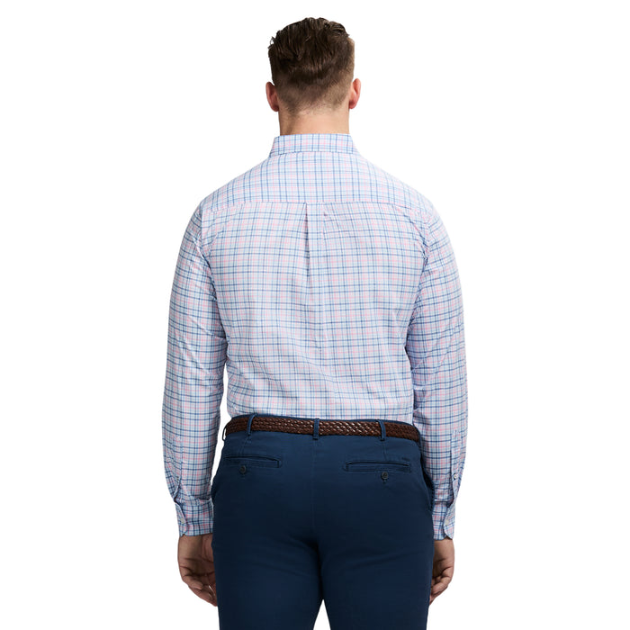 Izod BIG & TALL PERFORMANCE COMFORT LONG SLEEVE PLAID BUTTON DOWN SHIRT - FAIRY TALE