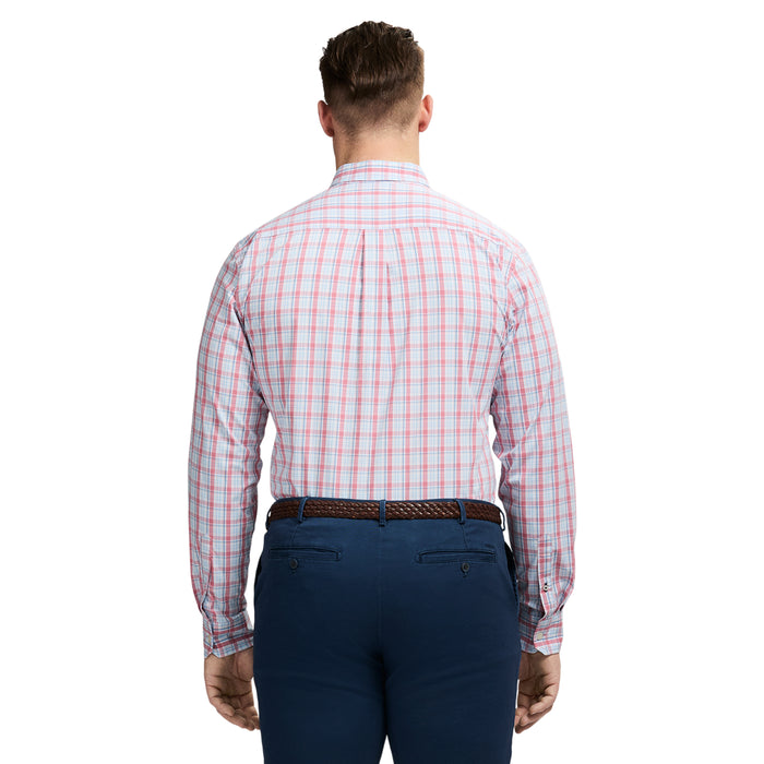 Izod BIG & TALL PERFORMANCE COMFORT LONG SLEEVE PLAID BUTTON DOWN SHIRT - MAUVEGLOW