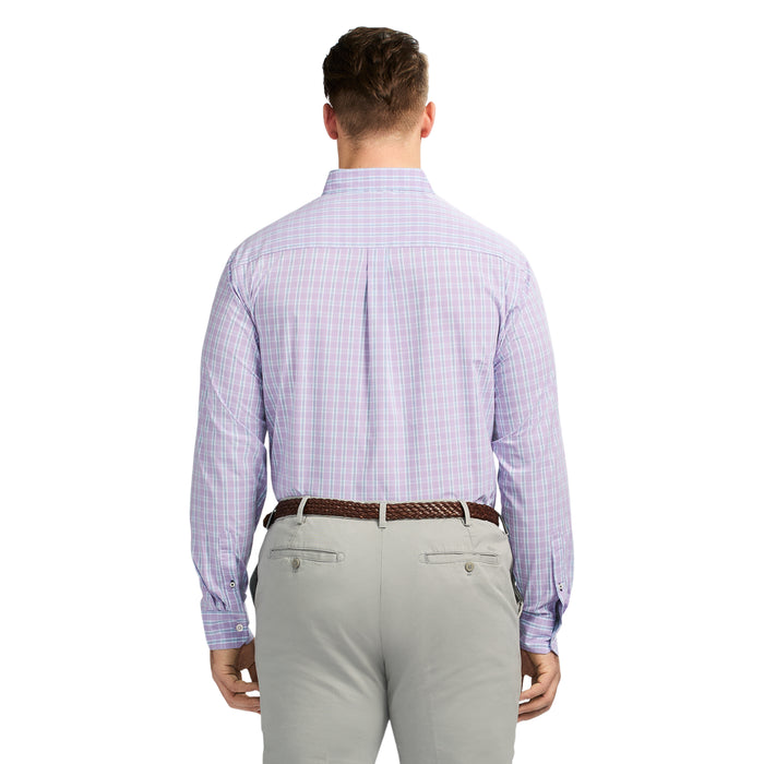 Izod BIG & TALL PERFORMANCE COMFORT LONG SLEEVE PLAID BUTTON DOWN SHIRT - VIOLA
