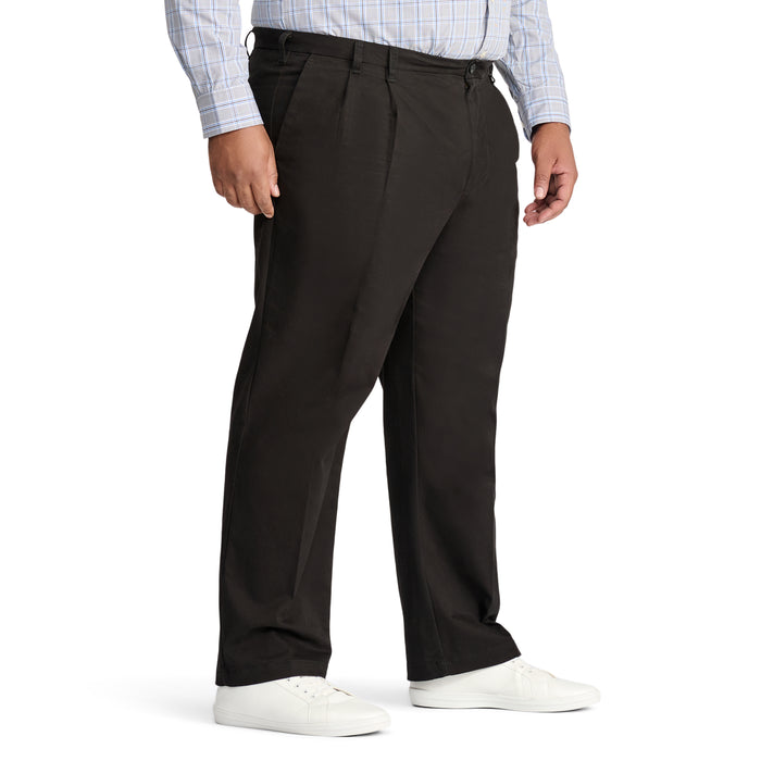Izod BIG & TALL PERFORMANCE FLAT FRONT CHINO PANTS - BLACK