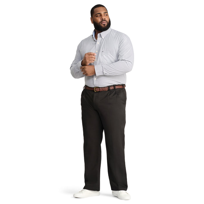 Izod BIG & TALL PERFORMANCE FLAT FRONT CHINO PANTS - BLACK