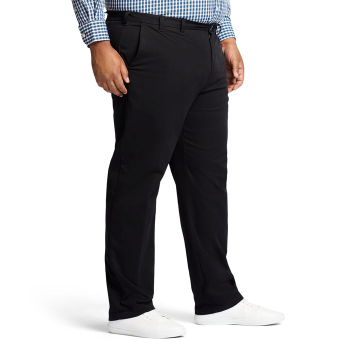 Izod BIG & TALL PERFORMANCE FLAT FRONT CHINO PANTS - BLACK
