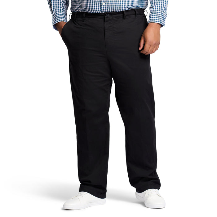izod BIG & TALL PERFORMANCE FLAT FRONT CHINO PANTS - BLACK