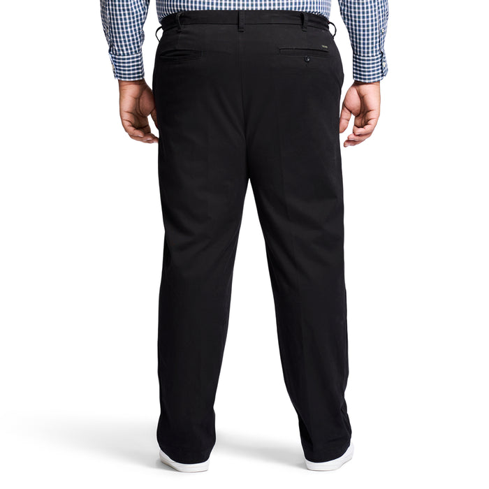 Izod BIG & TALL PERFORMANCE FLAT FRONT CHINO PANTS - BLACK