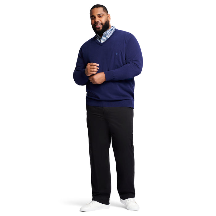 Izod BIG & TALL PERFORMANCE FLAT FRONT CHINO PANTS - BLACK