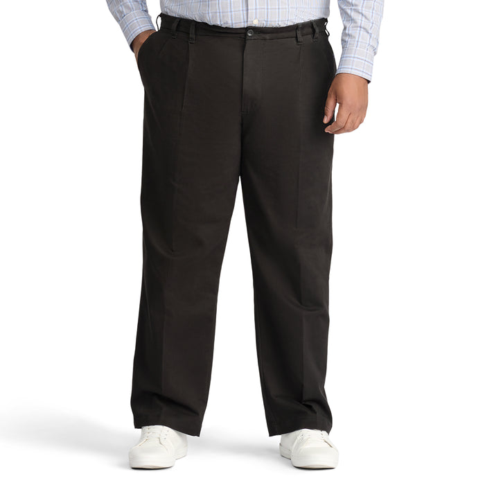 izod BIG & TALL PERFORMANCE FLAT FRONT CHINO PANTS - BLACK