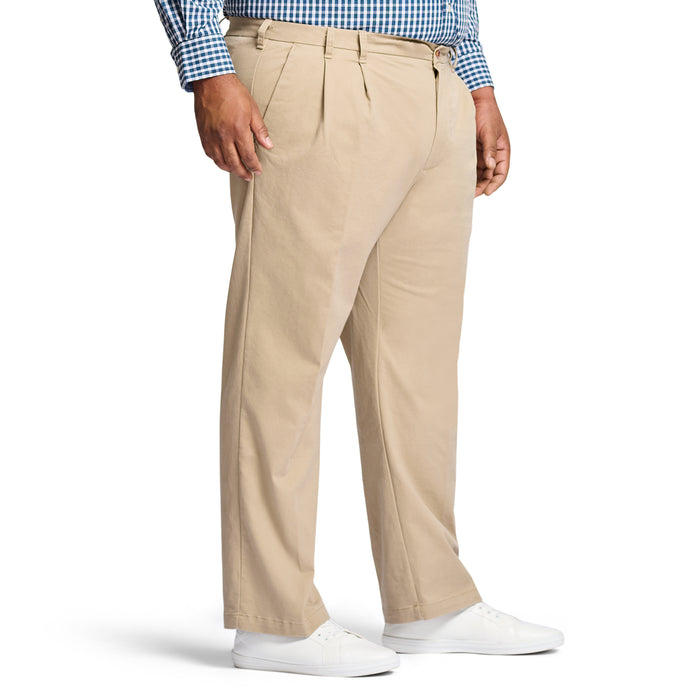 Izod BIG & TALL PERFORMANCE FLAT FRONT CHINO PANTS - CEDARWOOD KHAKI