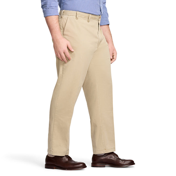 Izod BIG & TALL PERFORMANCE FLAT FRONT CHINO PANTS - CEDARWOOD KHAKI