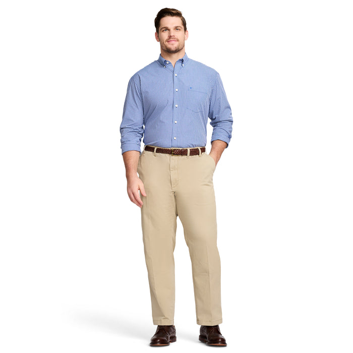 Izod BIG & TALL PERFORMANCE FLAT FRONT CHINO PANTS - CEDARWOOD KHAKI