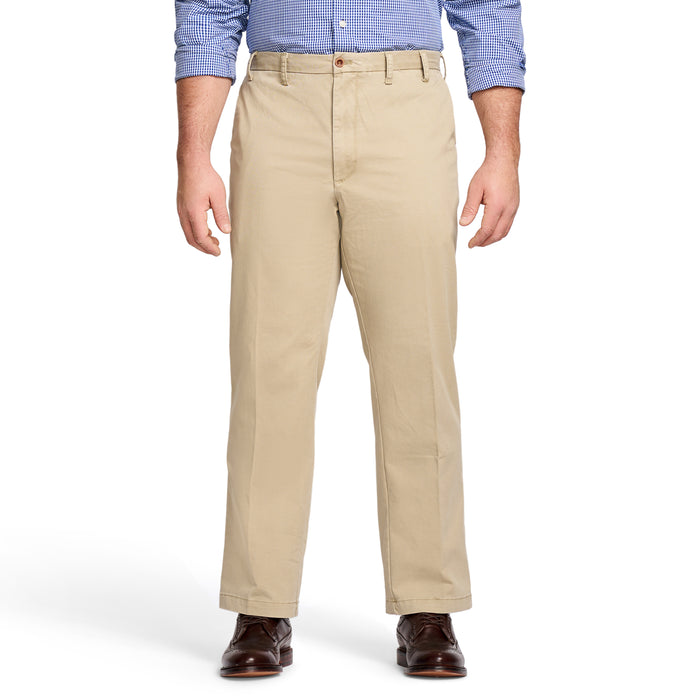 izod BIG & TALL PERFORMANCE FLAT FRONT CHINO PANTS - CEDARWOOD KHAKI