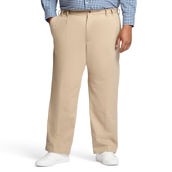 izod BIG & TALL PERFORMANCE FLAT FRONT CHINO PANTS - CEDARWOOD KHAKI