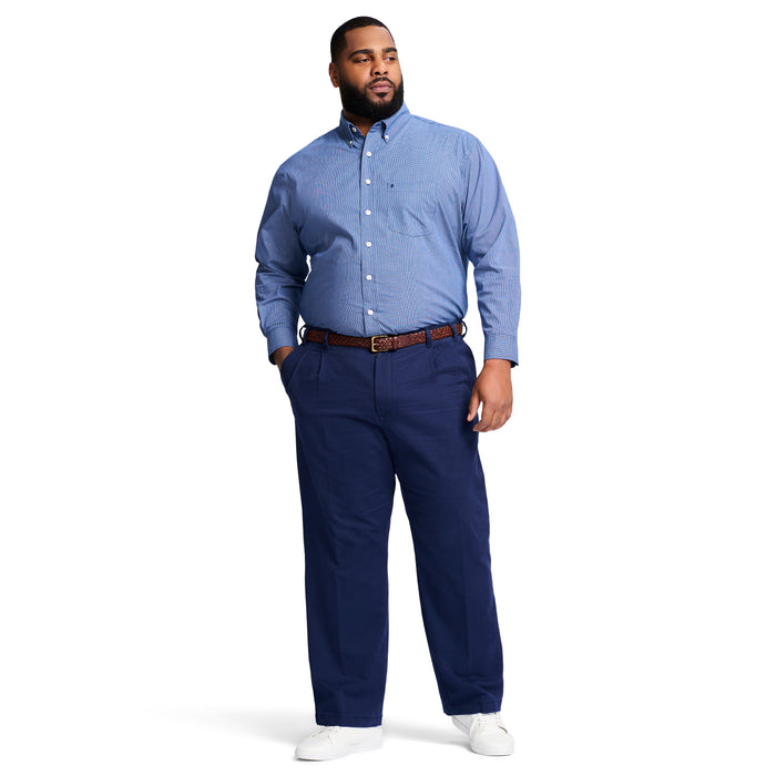 Izod BIG & TALL PERFORMANCE FLAT FRONT CHINO PANTS - NAVY