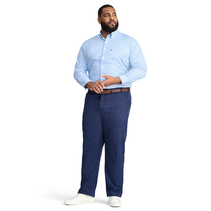 Izod BIG & TALL PERFORMANCE FLAT FRONT CHINO PANTS - NAVY