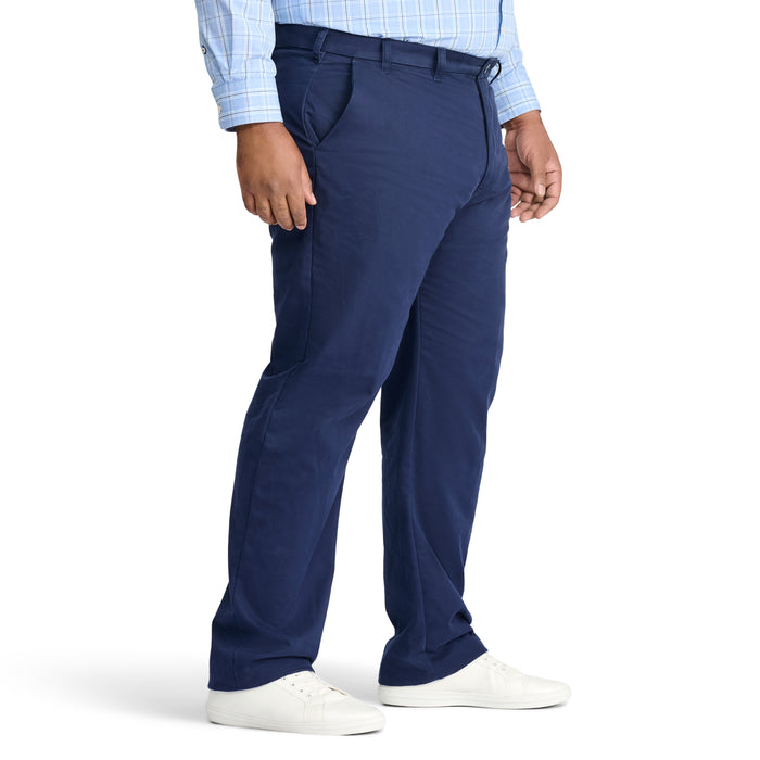 Izod BIG & TALL PERFORMANCE FLAT FRONT CHINO PANTS - NAVY