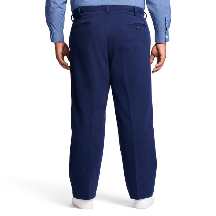 Izod BIG & TALL PERFORMANCE FLAT FRONT CHINO PANTS - NAVY