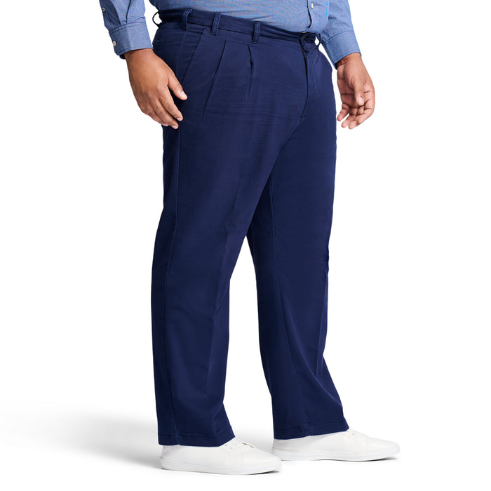 Izod BIG & TALL PERFORMANCE FLAT FRONT CHINO PANTS - NAVY