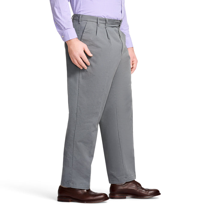Izod BIG & TALL PERFORMANCE FLAT FRONT CHINO PANTS - SMOKED PEARL