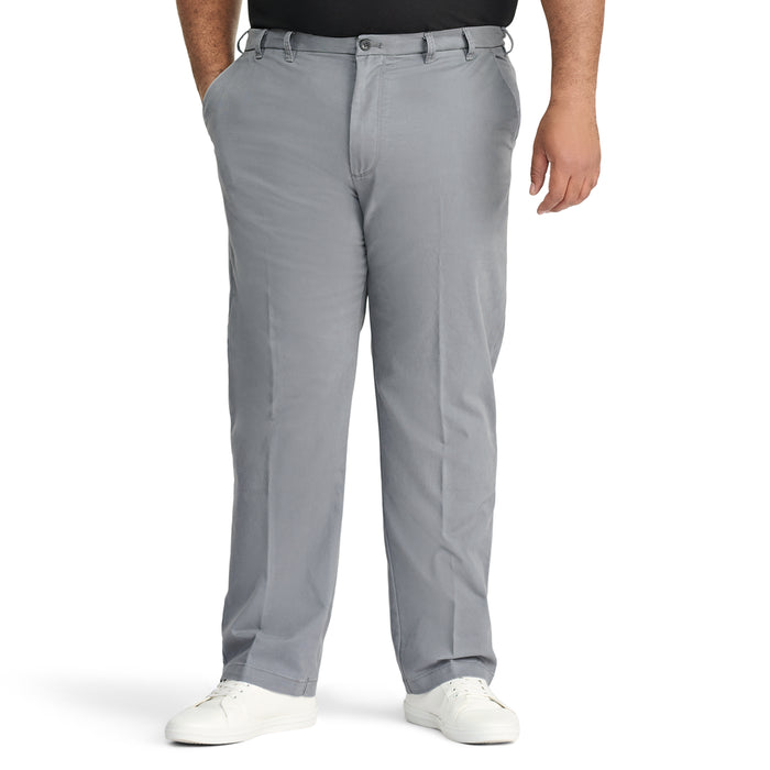 izod BIG & TALL PERFORMANCE FLAT FRONT CHINO PANTS - SMOKED PEARL