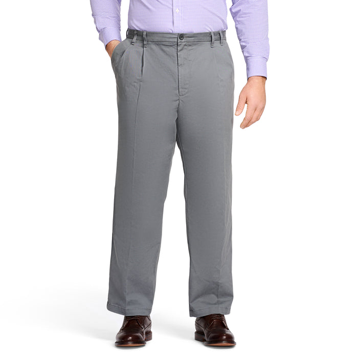 izod BIG & TALL PERFORMANCE FLAT FRONT CHINO PANTS - SMOKED PEARL