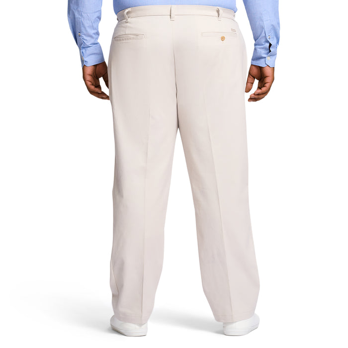 Izod BIG & TALL PERFORMANCE FLAT FRONT CHINO PANTS - WARM PEARL