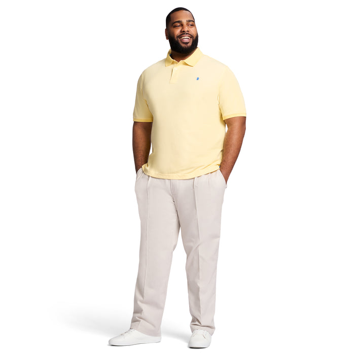 Izod BIG & TALL PERFORMANCE FLAT FRONT CHINO PANTS - WARM PEARL