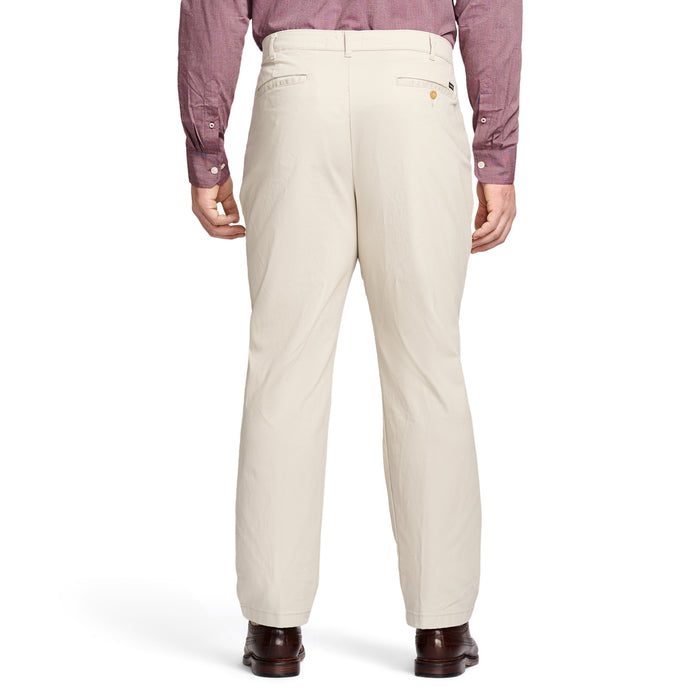 Izod BIG & TALL PERFORMANCE FLAT FRONT CHINO PANTS - WARM PEARL