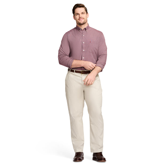 Izod BIG & TALL PERFORMANCE FLAT FRONT CHINO PANTS - WARM PEARL