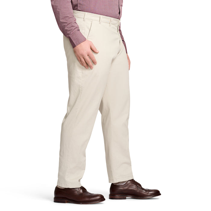 Izod BIG & TALL PERFORMANCE FLAT FRONT CHINO PANTS - WARM PEARL
