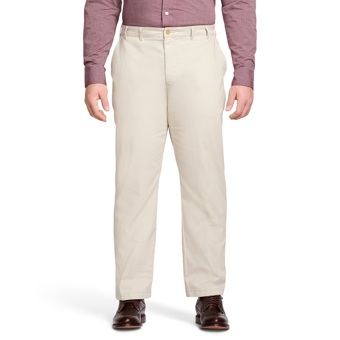 izod BIG & TALL PERFORMANCE FLAT FRONT CHINO PANTS - WARM PEARL