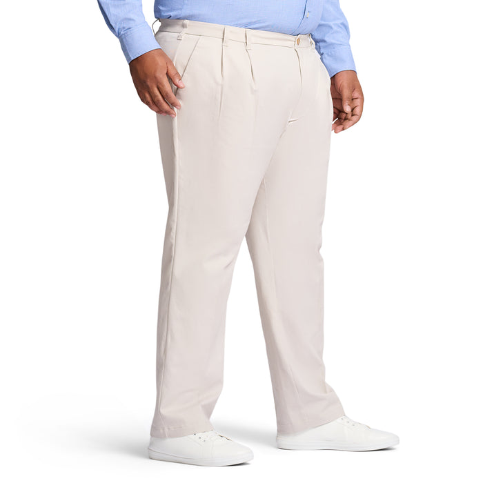 Izod BIG & TALL PERFORMANCE FLAT FRONT CHINO PANTS - WARM PEARL