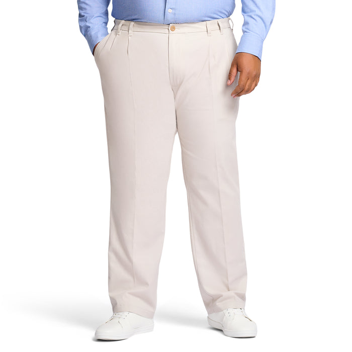 izod BIG & TALL PERFORMANCE FLAT FRONT CHINO PANTS - WARM PEARL