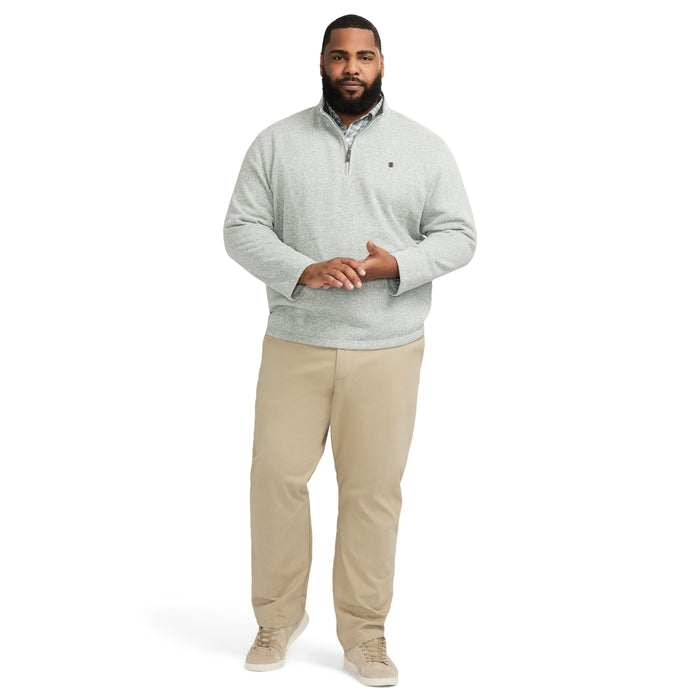 Izod BIG & TALL QUARTER ZIP SWEATER FLEECE - LT GREY HTHR