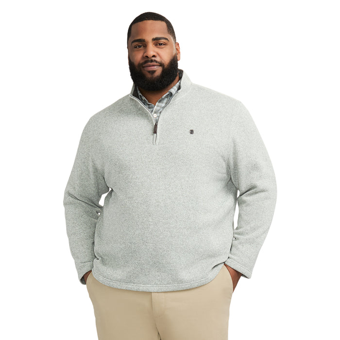 izod BIG & TALL QUARTER ZIP SWEATER FLEECE - LT GREY HTHR