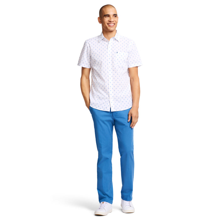 Izod BREEZE SHORT SLEEVE PRINTED BUTTON DOWN SHIRT - BRIGHT WHITE
