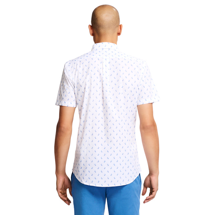 Izod BREEZE SHORT SLEEVE PRINTED BUTTON DOWN SHIRT - BRIGHT WHITE
