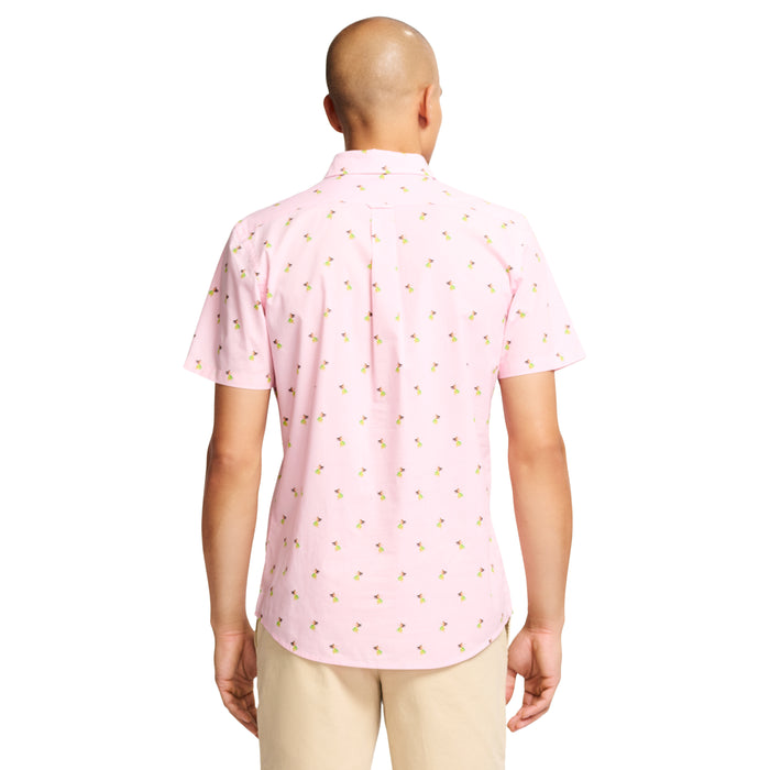 Izod BREEZE SHORT SLEEVE PRINTED BUTTON DOWN SHIRT - FAIRY TALE PINK