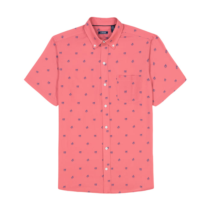 Izod BREEZE SHORT SLEEVE PRINTED BUTTON DOWN SHIRT - HOLLY BERRY