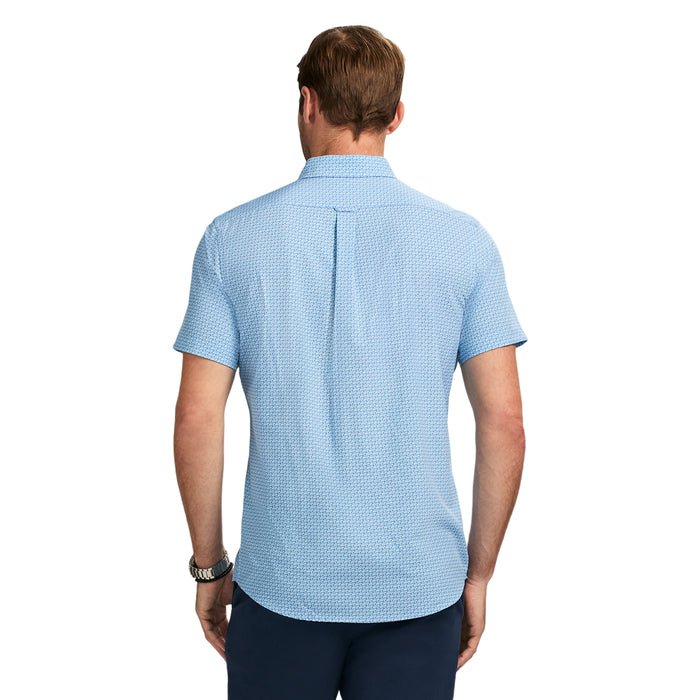 Izod BREEZE SHORT SLEEVE PRINTED BUTTON DOWN SHIRT - PLACID BLUE