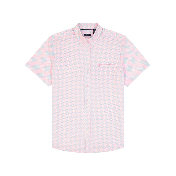 Izod BREEZE SHORT SLEEVE PRINTED BUTTON DOWN SHIRT - PRISM PINK