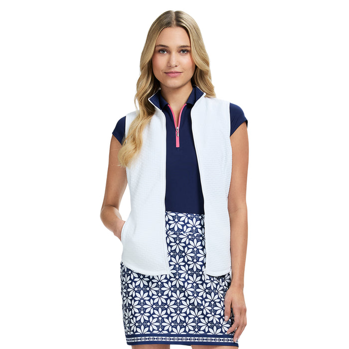 izod CASSIE PERFORMANCE STRETCH ZIP-UP ATHLETIC LIGHTWEIGHT VEST - BRIGHT WHITE
