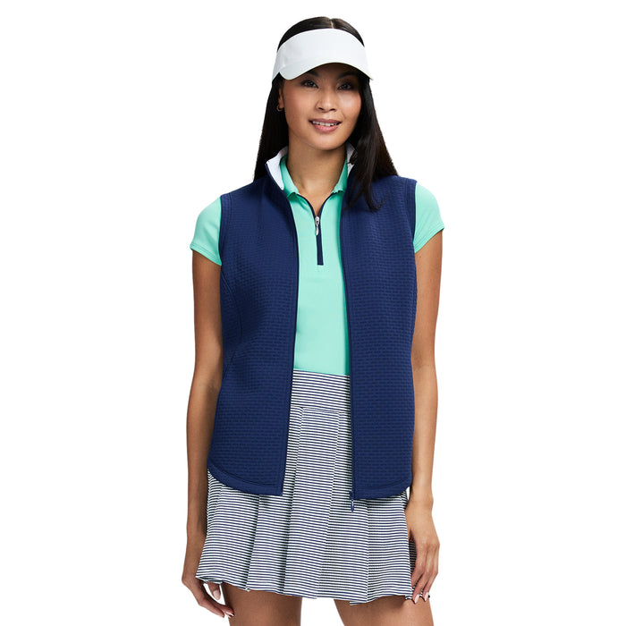 izod CASSIE PERFORMANCE STRETCH ZIP-UP ATHLETIC LIGHTWEIGHT VEST - MEDIEVAL BLUE