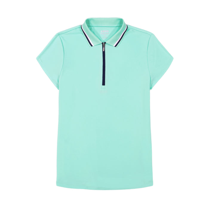 Izod CHLOE PERFORMANCE STRETCH CAP-SLEEVE POLO - ICE GREEN