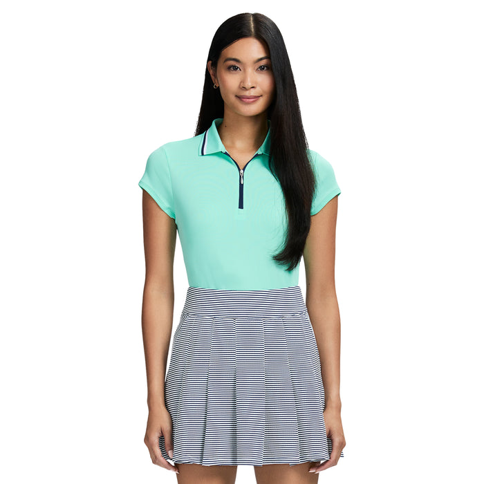 izod CHLOE PERFORMANCE STRETCH CAP-SLEEVE POLO - ICE GREEN