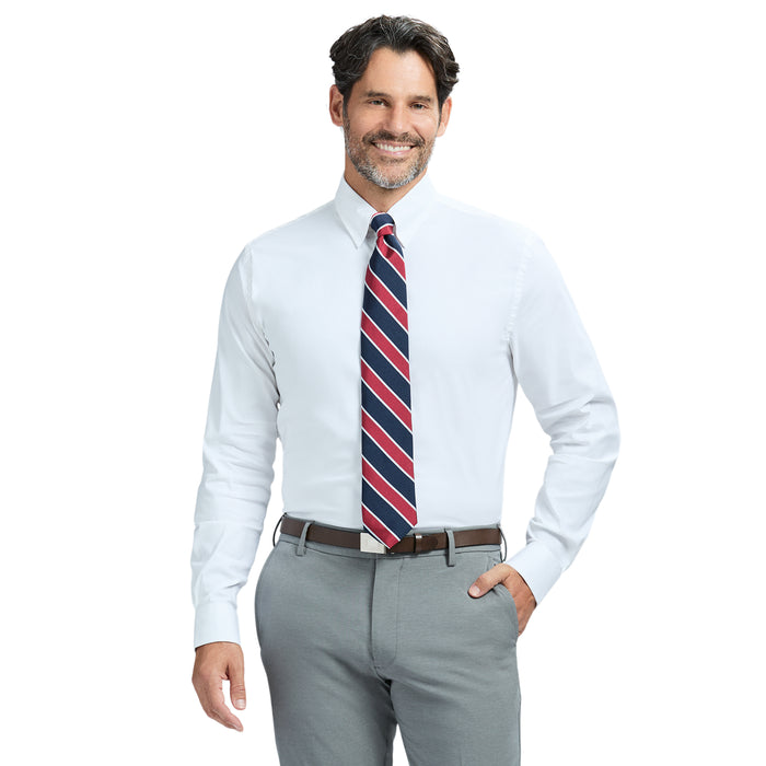 izod COOL FX SPREAD COLLAR BUTTON DOWN DRESS SHIRT SLIM - WHITE